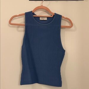 Blue Contour Ribbed Women's Top